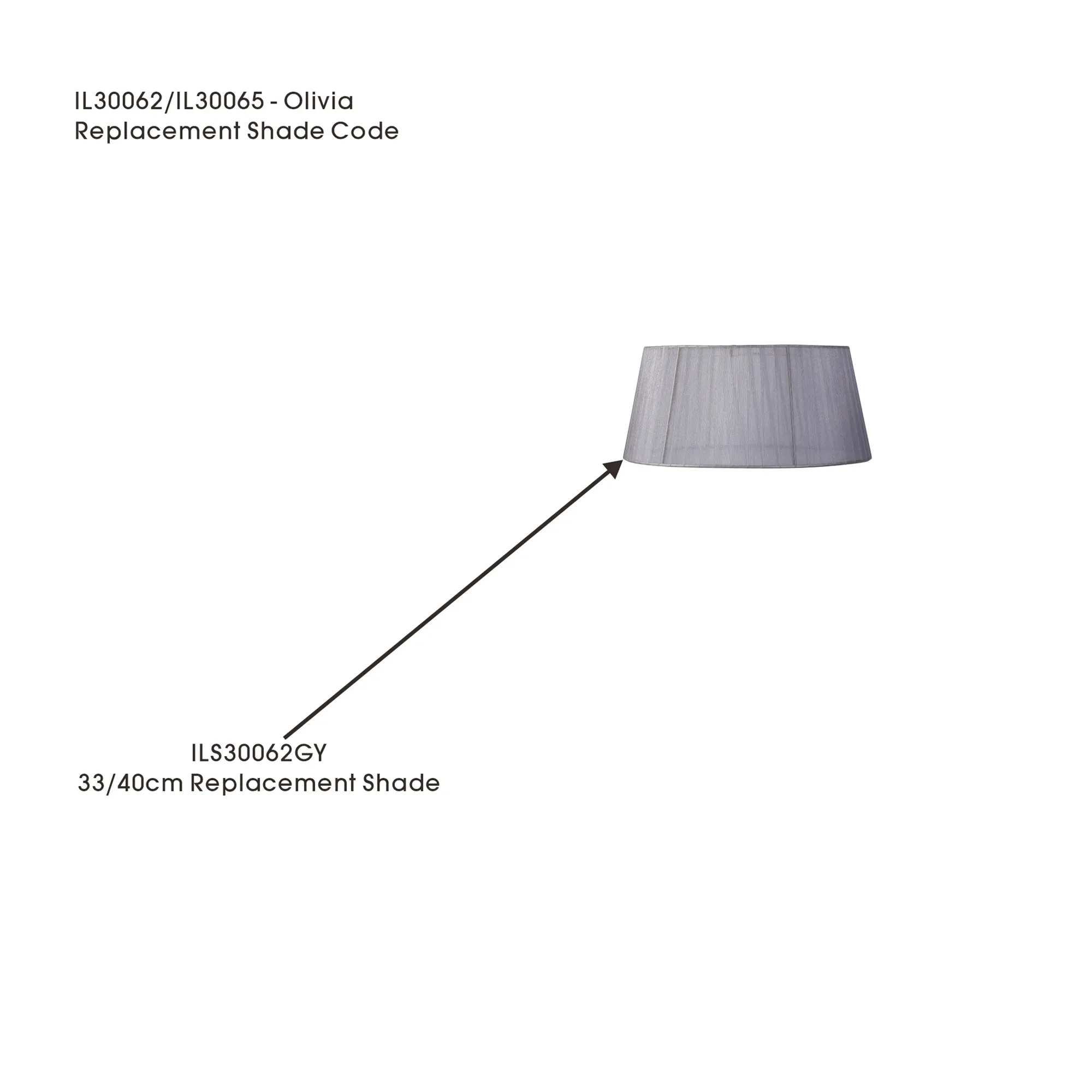 ILS30062GY  Olivia 40cm Table Lamp Shade Grey For IL30062/65